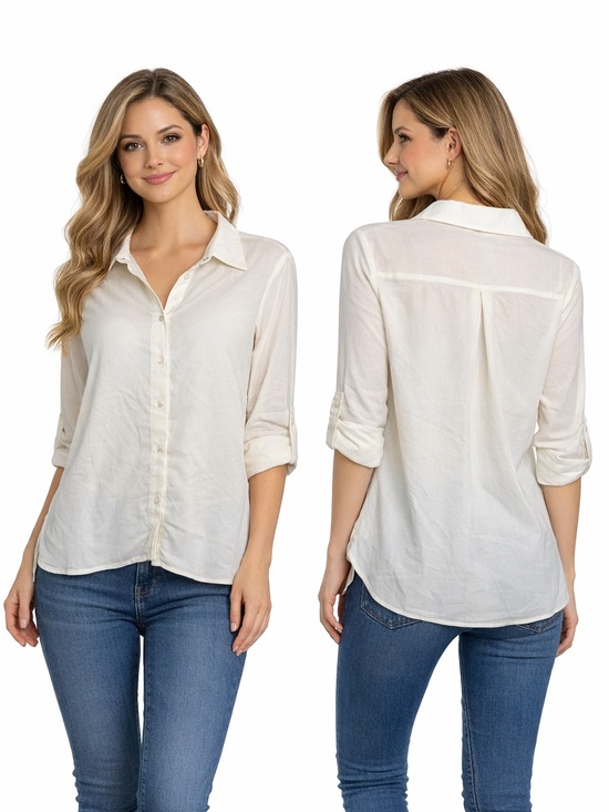Metaphor Tops - Metaphor Snap Front 3/4 Sleeve Blouse NWT XS